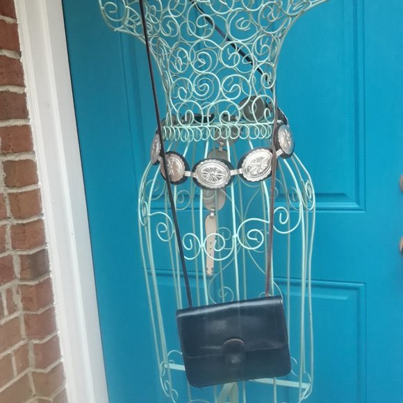 Genuine Leather Crossbody Bag Small with Extra Long Strap Black Rustic Y2K - Picture 2 of 16